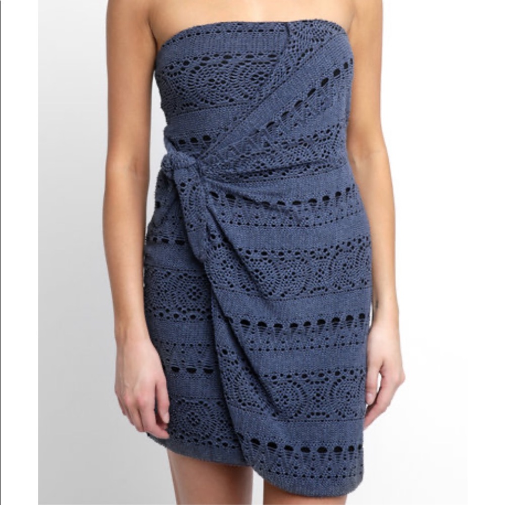 NWT Free People Strapless Eyelet Knit Mini Dress